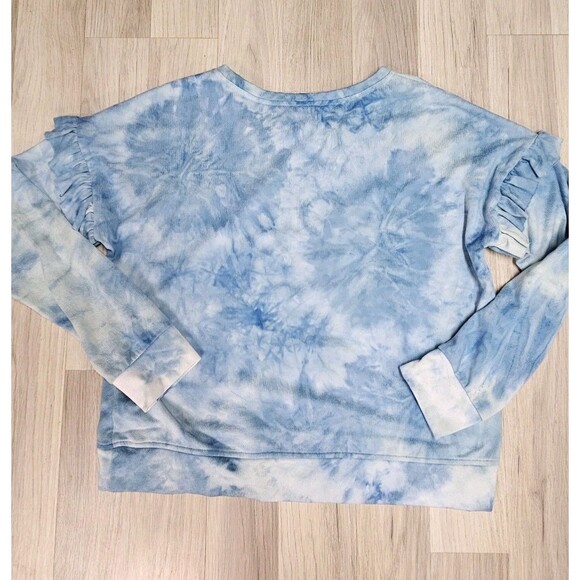 Cupio Womwns Blue Tie Dye Sweater Ruffle Size Medium - Picture 6 of 6